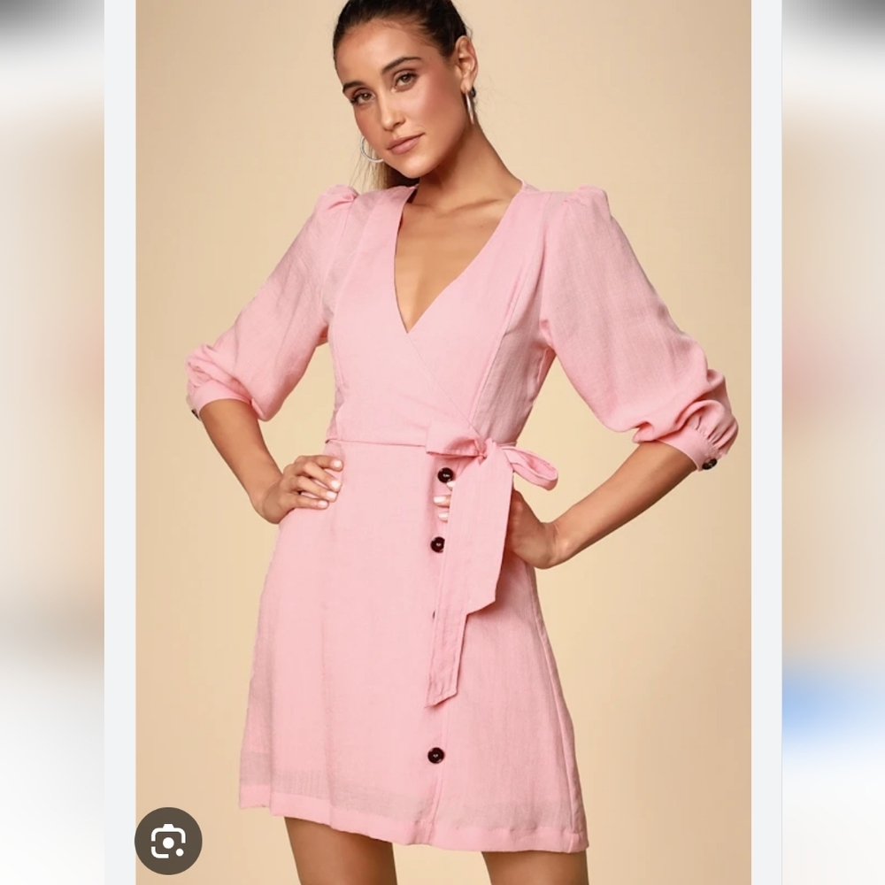 Lulu's  Pink Mini Wrap Dress Size XL